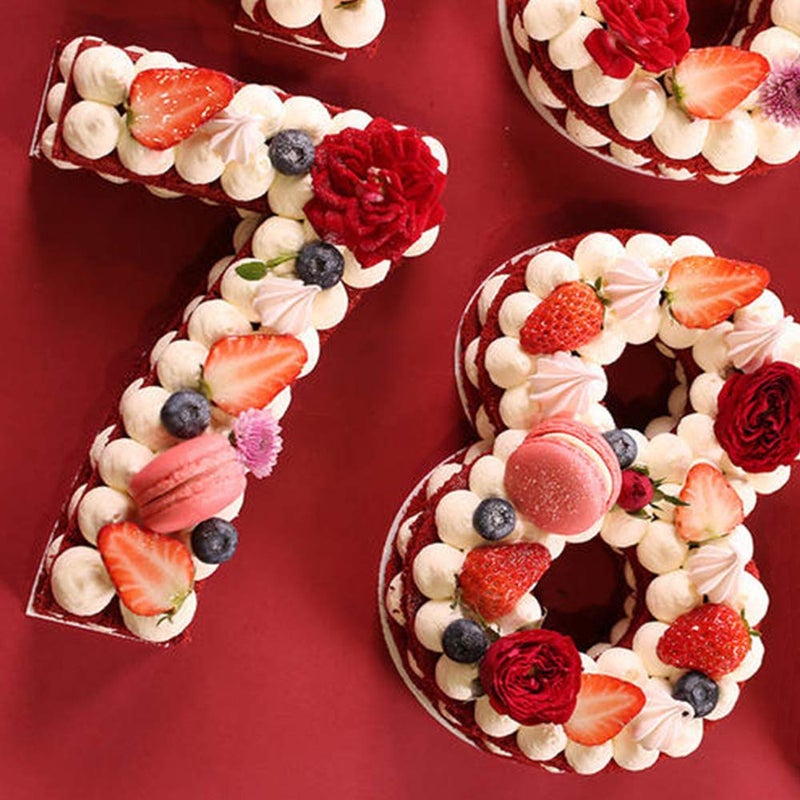 EORTA 0-8 Numeral Cake Stencils Molds 14 Inch Arabic Number Dessert Maker Decorative Fillings Layered Kitchen Baking Tools for DIY Wedding Birthday Anniversary, White - Image 2